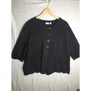 Womens Cato Cardigan Multitexture Half Button Black Coverup Closet Staple